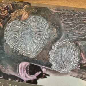 Vintage Crystal Gorham Chantilly Shell & Heart Shaped Trinket Boxes